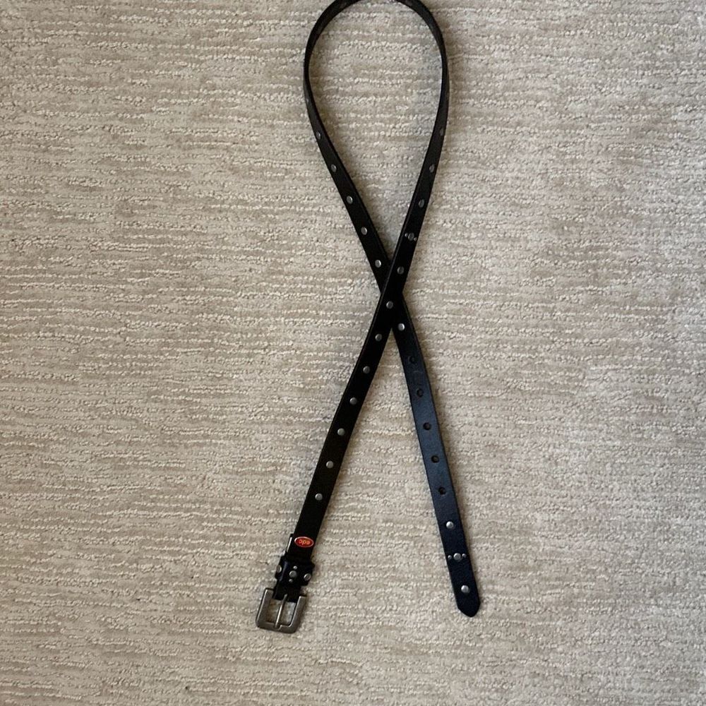 Women’s EDC Black Leather Belt with Silver Accents